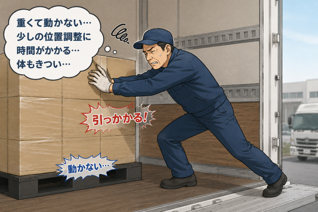 重くて動かない。少しの位置調整に時間が掛かるし、体もきつい。
