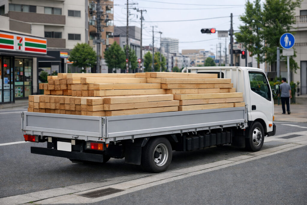 平ボディ車に木材などを積み上げるには固定具が欠かせません。